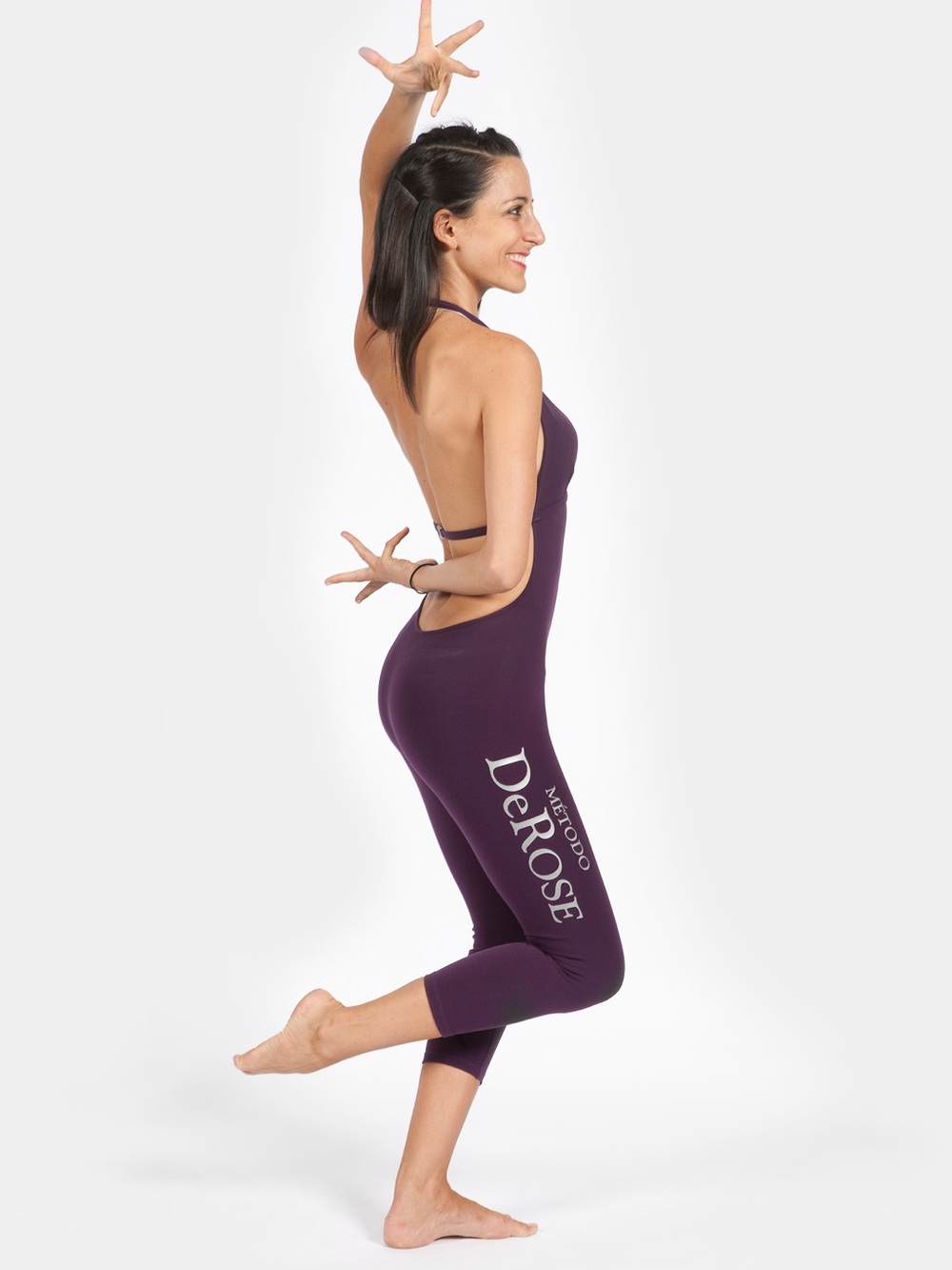 Women's Plum Backless Capri Jumpsuit